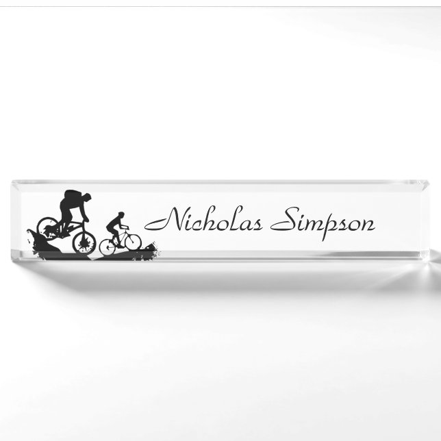 Mountainbike Sport Logo Individuelle Name Art Namensplakette (Vorderseite)