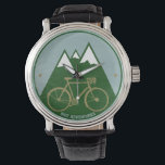 Mountainbike-Stilstunde Armbanduhr<br><div class="desc">Ein einfaches und elegantes Fahrradbild mit einem Alpenberg</div>