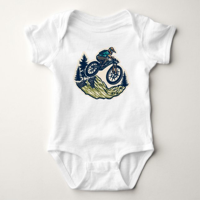 Mountainbiken Baby Strampler (Vorderseite)