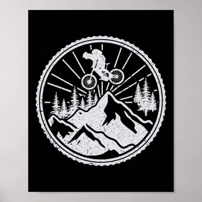 Mountainbiken Extrem Downhill MTB Sprung Wald R Poster (Vorne)
