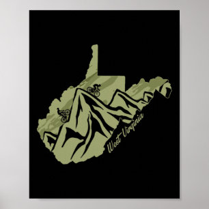 Mountainbiken in West Virginia WV Radfahren Staat Poster