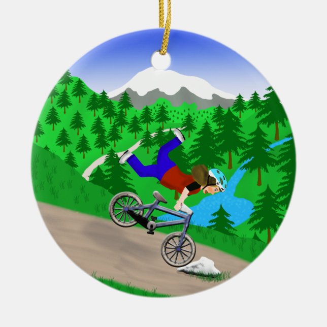 Mountainbiken Keramik Ornament (Vorne)