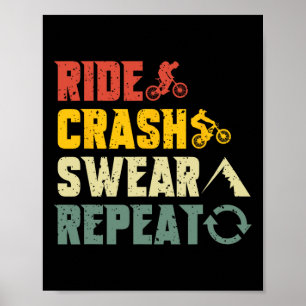 Mountainbiken Lustige Fahrt Crash Fluchen Wiederho Poster