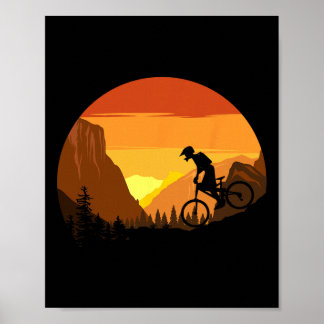 Mountainbiken Retro Sonnenuntergang Trail Rider Poster