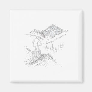 Mountainbiker aufsteigend Kunst Fahrradfahren Ästh Magnet