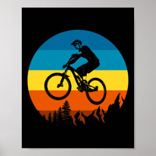 Mountainbiker Retro-Sonnenuntergang - Mtb Mountain Poster