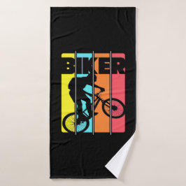Mountainbiker Retro Vintage Badehandtuch