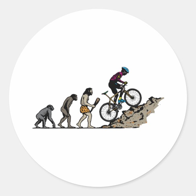 Mountainbiker Runder Aufkleber (Vorderseite)