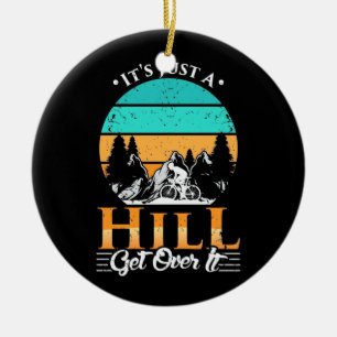 Mountainbiker überqueren Berg Keramik Ornament
