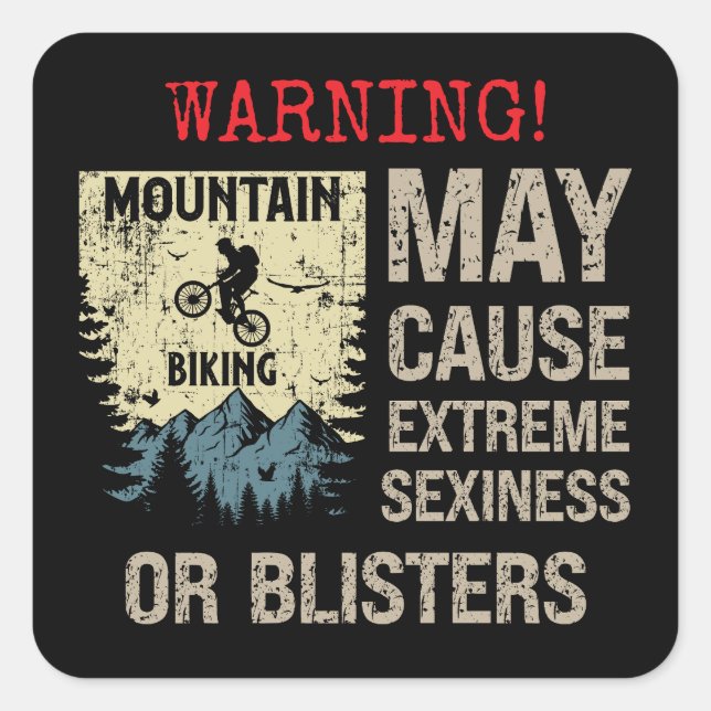 Mountainbiking lustiges sarkastisches Anführungsge Quadratischer Aufkleber (Vorderseite)