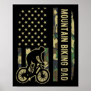 Mountainbiking-Vater-Tarnung-Amerikanische-Flagge- Poster