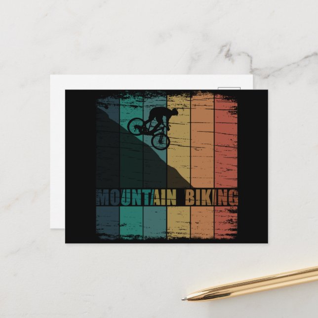 Mountainbiking Vintag Postkarte (Vorderseite/Rückseite Beispiel)