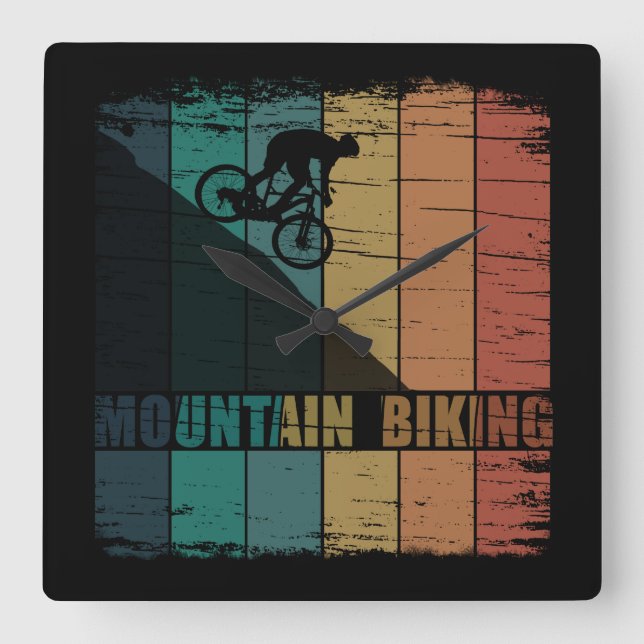 Mountainbiking Vintag Quadratische Wanduhr (Vorderseite)