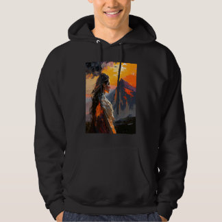 Mountaineer Woman Mom On A Mountain Hike Landscape Hoodie