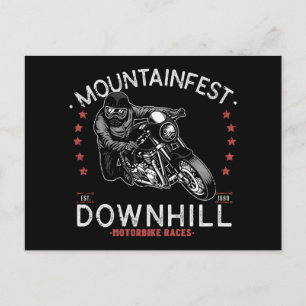 Mountainfest Downhill Motorbike Rennen Grafik Moto Postkarte