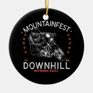 Mountainfest Downhill Motorradrennen Grafik Motor Keramik Ornament