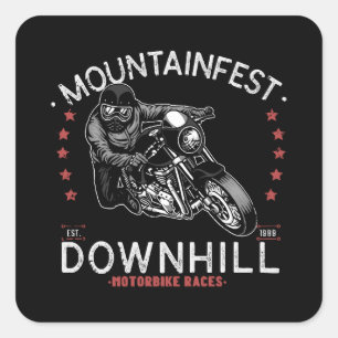 Mountainfest Downhill Motorradrennen Grafischer Mo Quadratischer Aufkleber