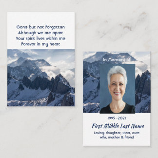 Mountains Alpine Home Memorial Pocket Keepsake Visitenkarte