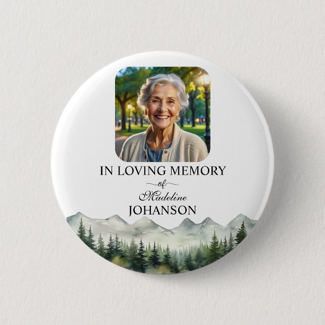 Mountains and Trees Celebration Of Life Keepsake Button (Vorderseite)