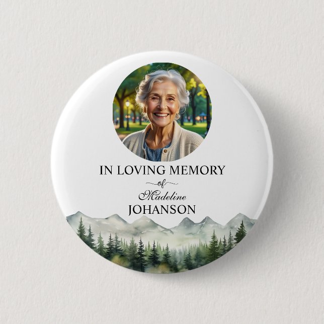 Mountains and Trees Celebration Of Life Keepsake Button (Vorderseite)