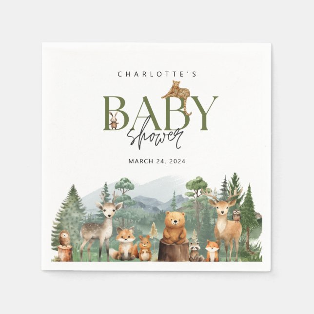 Mountains Baby Dusche | Grünereignis Serviette (Vorderseite)