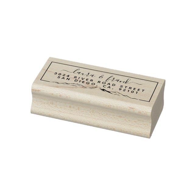 Mountains Couple Names Wedding Rücksendeadresse Gummistempel (Stempel)