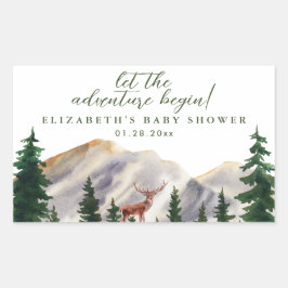 Mountains Deer Baby Shower Rechteckiger Aufkleber