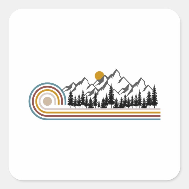 Mountains graphic gift quadratischer aufkleber (Vorderseite)