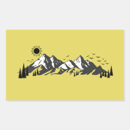 Mountains graphic rechteckiger aufkleber