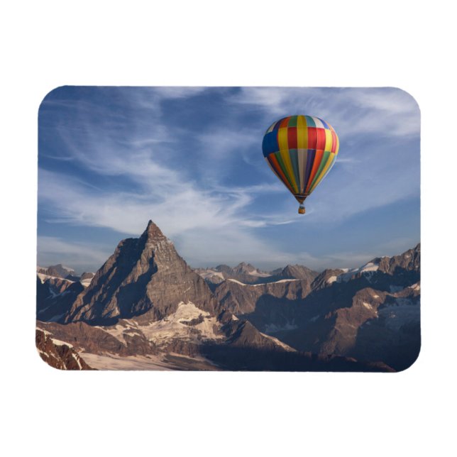 Mountains | Hot Air Balloon Matterhorn Swiss Alps Magnet (Horizontal)