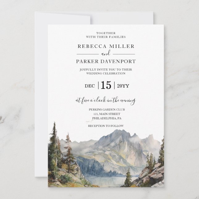 Mountains lake Wedding invitation Einladung (Vorderseite)