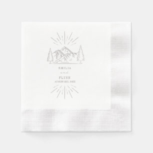 Mountains Line Art Amethyst Wedding Serviette