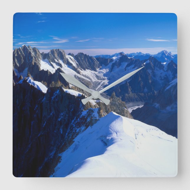 Mountains | Mont Blanc, European Alps Quadratische Wanduhr (Vorderseite)