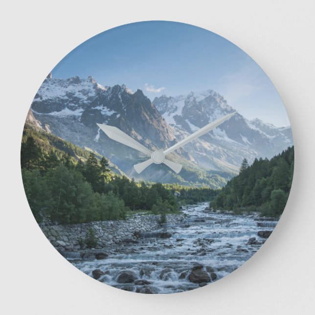 Mountains | Mont Blanc Massif, Italy Große Wanduhr (Vorderseite)