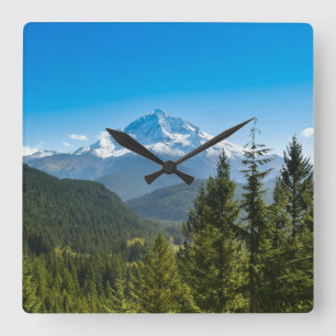 Mountains   Mt. Hood Oregon Quadratische Wanduhr