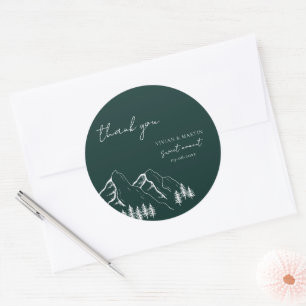 Mountains Pine Tree Emerald Green Vielen Dank Runder Aufkleber