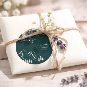 Mountains Pine Tree Emerald Green Vielen Dank Runder Aufkleber