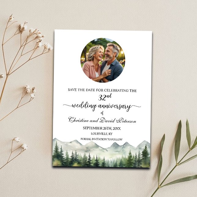 Mountains Pines 32. Hochzeitstag Foto Save The Date (Von Creator hochgeladen)