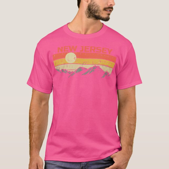 Mountains Sunset New Jersey Vintager Sonnenunterga T-Shirt (Vorderseite)