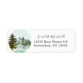 Mountains & Trees Rustic Return Address Label