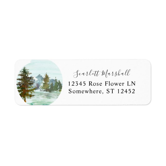 Mountains & Trees Rustic Return Address Label (Vorne)