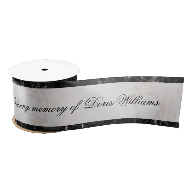 Mourning White Marble Black Marble Elegantes Skrip Satinband (Spule)