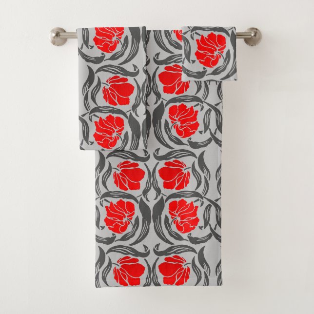 Mouron de William Morris, gris argenté et rouge (En situation)