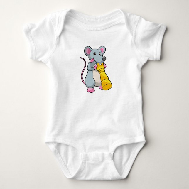 Mouse am Schach mit Schachstück gepaart Baby Strampler (Vorderseite)
