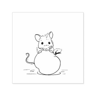 Mouse and apple stamp permastempel