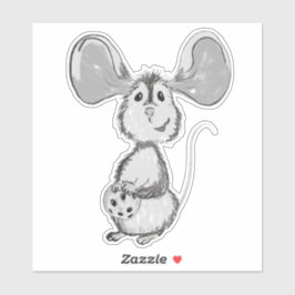 Mouse and Cookie Black and White Aufkleber