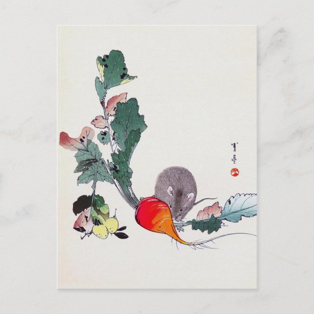 Mouse and Red Radish, Watanabe Seitei Postkarte (Vorderseite)