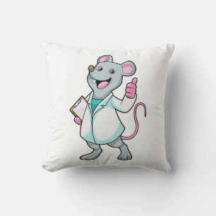 Mouse as Doctor with Doctor's coat Kissen