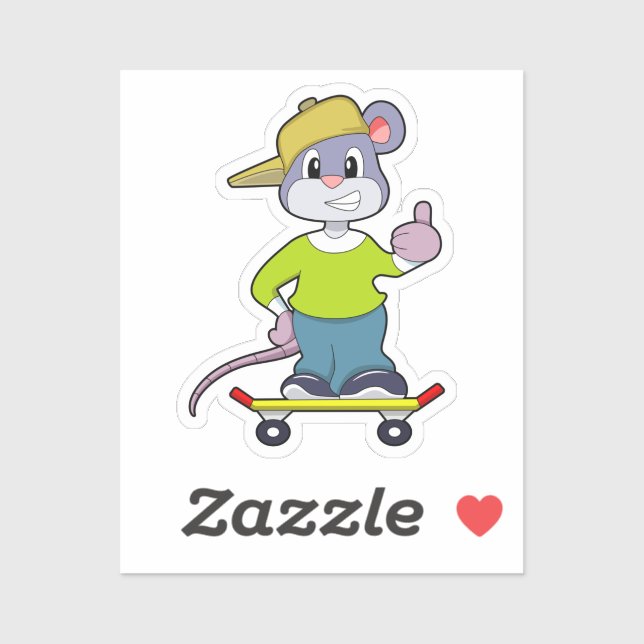 Mouse as Skater with Skateboard Aufkleber (Blatt)