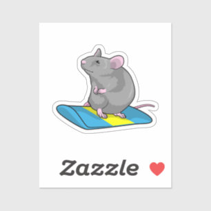 Mouse as Snowboarder with Snowboard Aufkleber